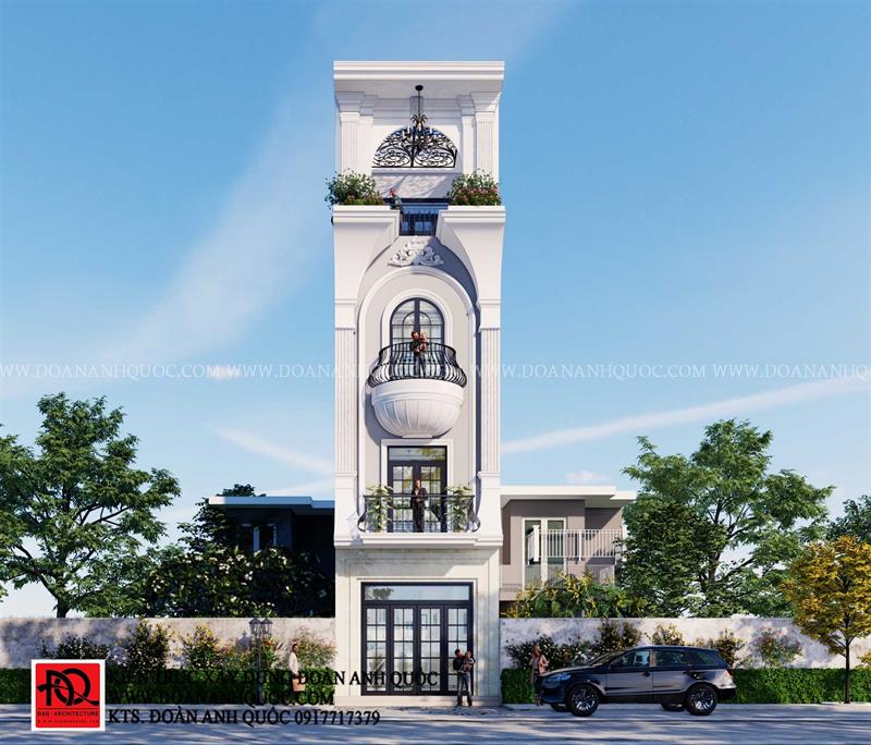 Thiết kế nhà Phan Thiết, Xây nhà trọn gói Phan Thiết, Thi công nhà trọn gói Phan Thiết, Thiết kế Thi công nội thất Phan Thiết Bình Thuận, Công ty Xây dựng Bình Thuận, Thiết kế nhà Bình Thuận, Xây nhà trọn gói Bình Thuận. Thiết kế nhà Phan Thiết- Nhà phố 4 tầng tân cổ điển_MS 49